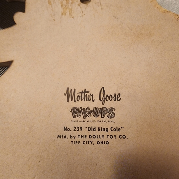 VINTAGE MOTHER GOOSE PIN-UPS #239 OLD KING COLE FIDDLERS THREE Dolly Toy Company - Picture 8 of 9